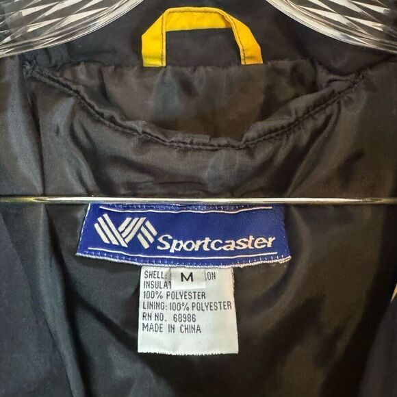 Vintage Sportcaster Size M One Piece Snow Ski Suit Yellow Black Warm Winter 80's - Picture 7 of 9